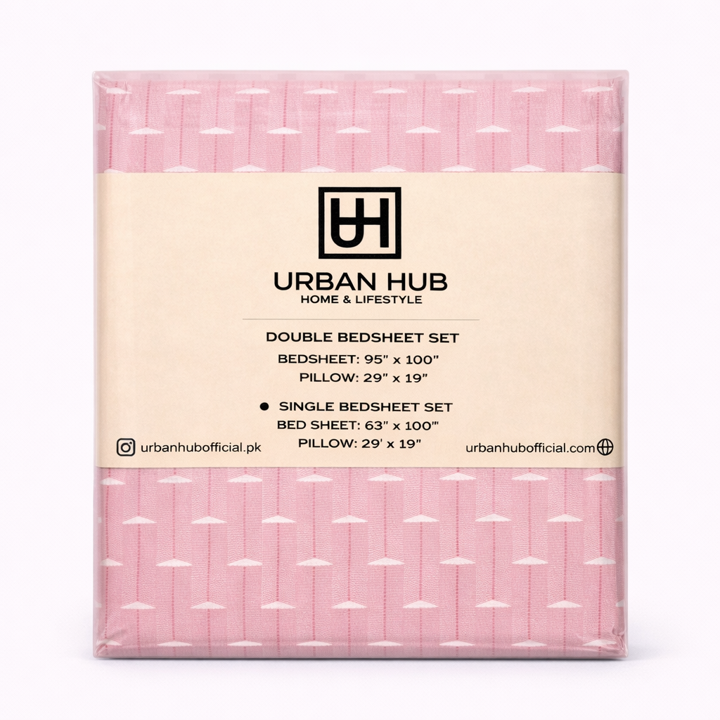 Light Pink Printed Single Bed Sheet Set