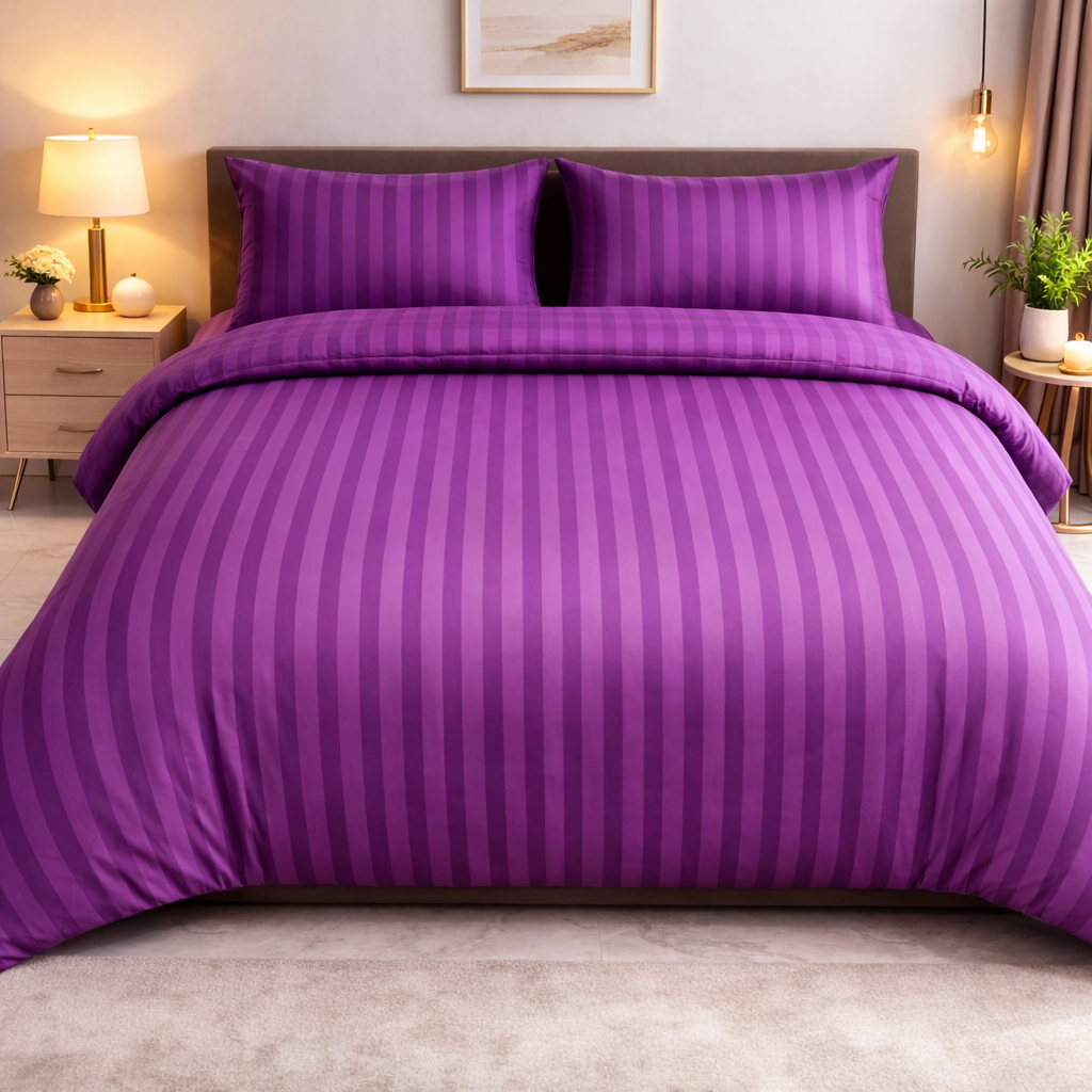 Double Bed Lining Striped Bedsheet