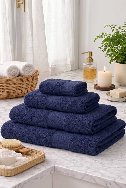Navy Blue Premium Cotton Bath Towel