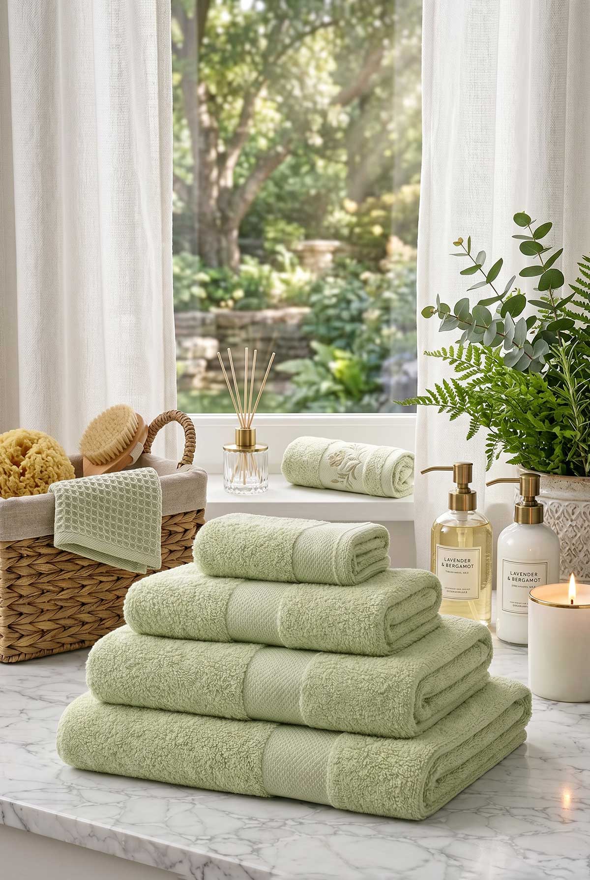 Light Green Premium Cotton Bath Towel