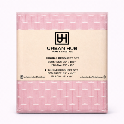Light Pink Printed Single Bed Sheet Set