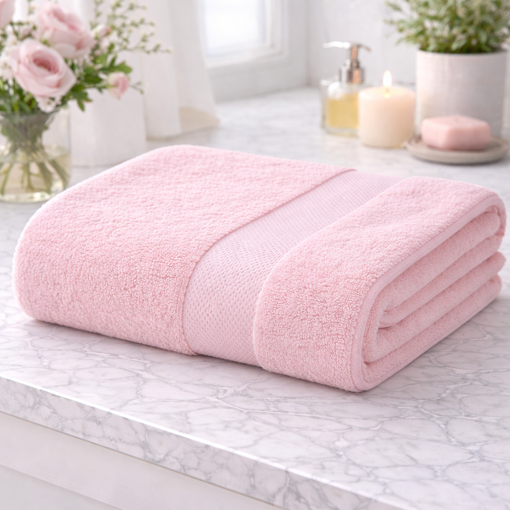 Baby Pink Premium Cotton Bath Towel