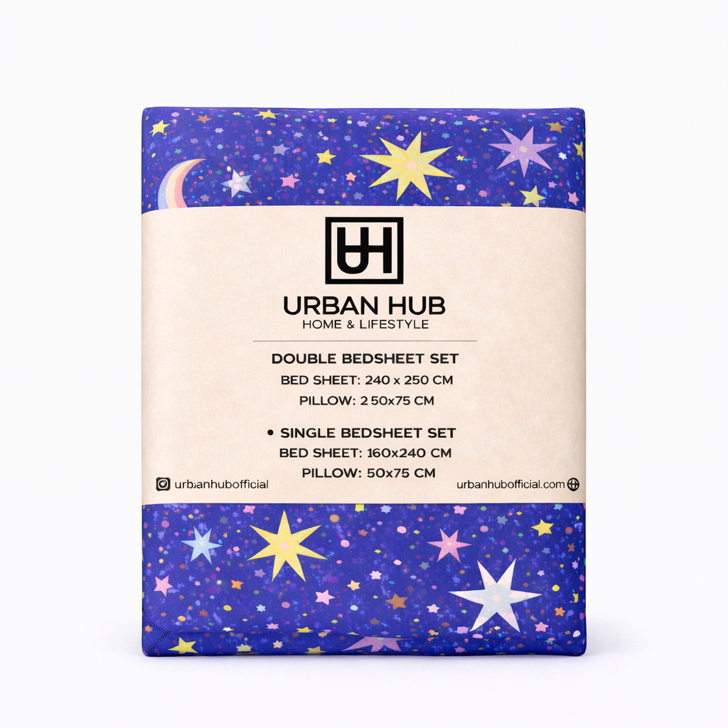 Night Sky Star Printed Single Bedsheet