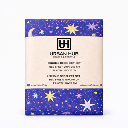 Night Sky Star Printed Single Bedsheet