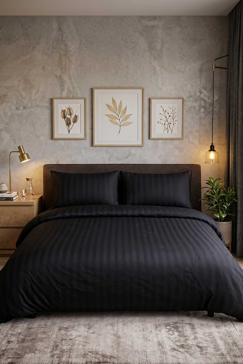 Double Bed Lining Striped Bedsheet
